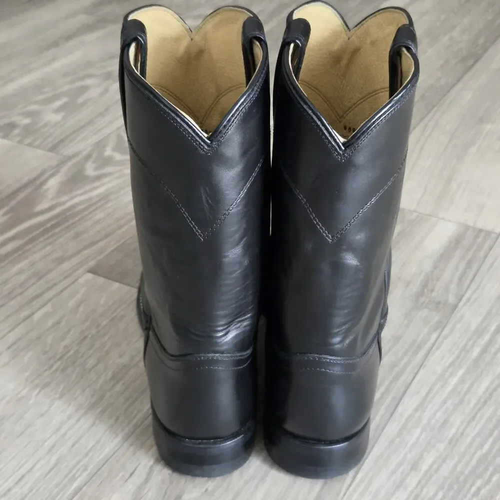 Justin Boots Men’s US 10.5 D Black Patent Leather Western Cowboy Boots